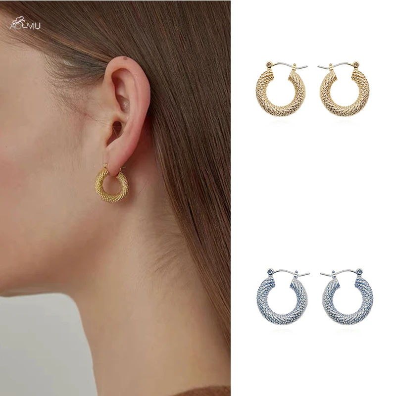 Роскошные модные золотые серебряные металлические толстые витые геометрический дизайн, округлый, Круглый, маленькие серьги-гвоздики для женщин и девушек, вечерние ювелирные изделия, подарок