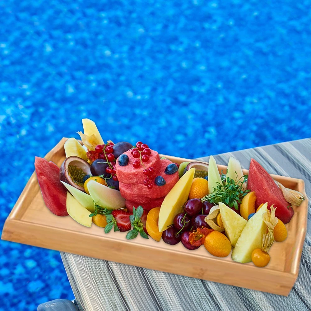 

Bathroom Serving Tray Bathtub Trays Bamboo Decorative Serving Tray with Handles Multipurpose Breakfast Food Tea Serving Tray