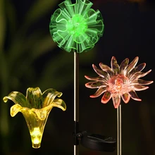 Открытый цветок на солнечной батарее в форме IP44 Водонепроницаемые светодиодные разного цвета освещение для сада, патио, газона, двора, тропинки, тротуара