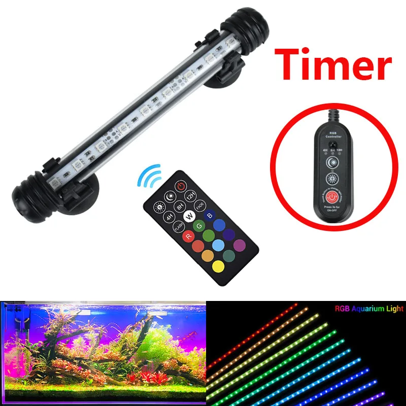 Aquarium Light Timer LED Waterproof Fish Tank Light Underwater Fish Lamp Aquariums Decor
