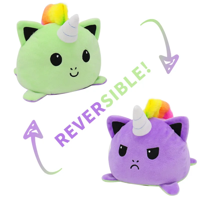 New Animal Reversible Plush Toys Genius Gradient Unicorns Dolls Stress Relief Creative Toys For Children Birthday Gifts For Kids