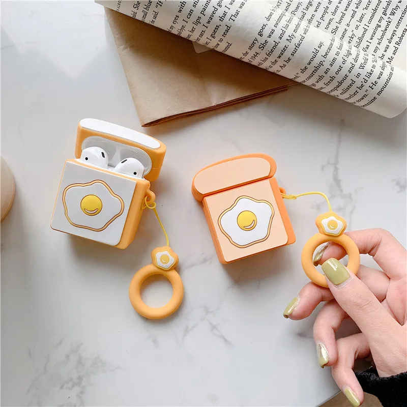 Для AirPods чехол милый забавный тост булочка Арбуз цветок чехол для наушников для Apple Airpods 2 Мягкий защитный чехол с карабином