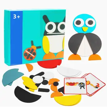 

50pcs Animal Wooden Jigsaw Puzzle Board Set Colorful Baby Educational Wooden Toy for Children Learning Developing Toys Gifts