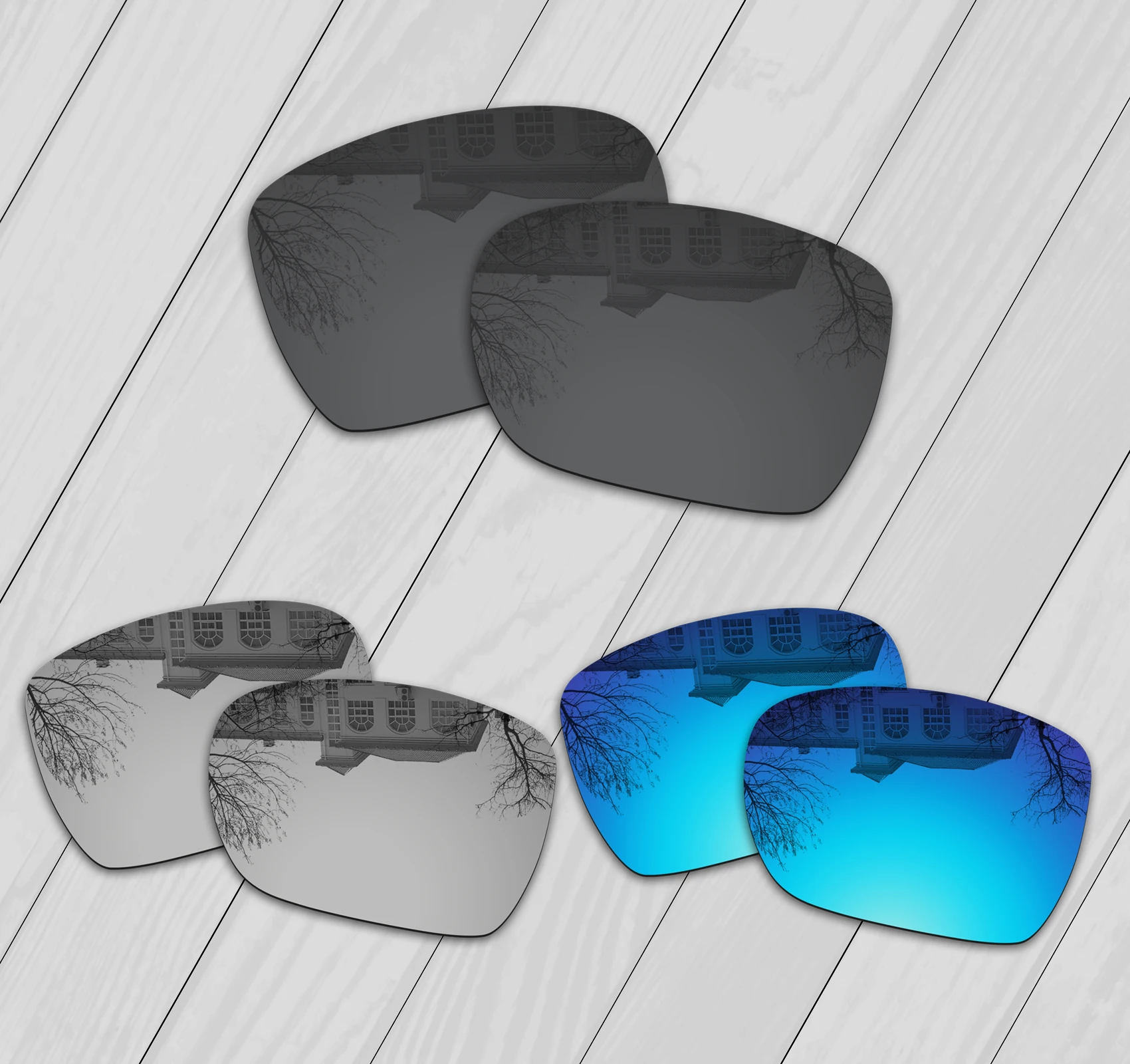 E.O.S 3 Pairs Black & Silver & Ice Blue Polarized Replacement Lenses for Oakley Catalyst OO9272 Sunglasses E.O.S 3 Pairs Black & Silver & Ice Blue Polarized Replacement Lenses for Oakley Catalyst OO9272 Sunglasses