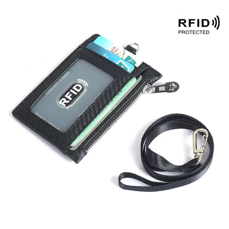 THINKTHENDO натуральная кожа автобус ID держатель для карт чехол RFID Блокировка значок шейный ремешок