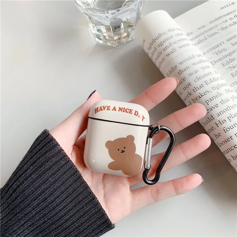 GYKZ корейский INS милые медведи чехлы для наушников Apple Airpods мультяшный с кольцом на