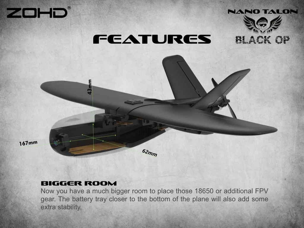 ZOHD Nano Talon черный OP 860 мм размах крыльев AIO V-Tail EPP литой FPV крыло RC самолет