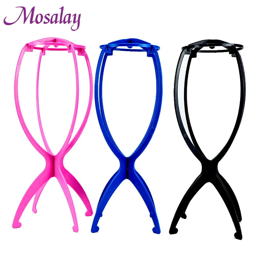 Ajustable Colorful Wig Stands 5PC Folding Plastic Stable Durable Wig Holders High Quality Hairpiece Hat Cap Display Tools for Wig Stand Wig Stand Holder Wig Storage Stand