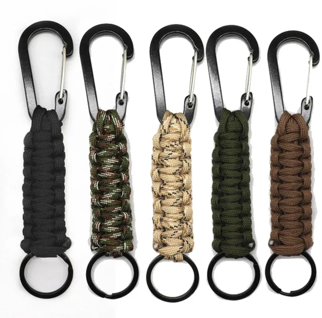 XC Paracord Keychains with Carabiner Braided Lanyard Ring Hook Clip for Keys  Knife Flashlight Outdoor Camping