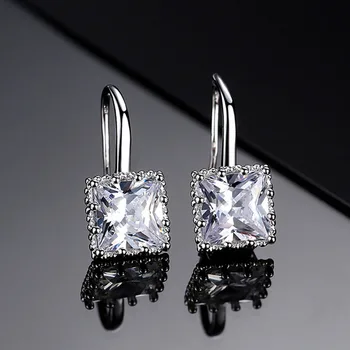 

BLACK ANGEL White Spinel Gemstone Clip Earrings for Women 925 Sterling Silver Earrings Fashion Jewelry Christmas Gift Wholesale
