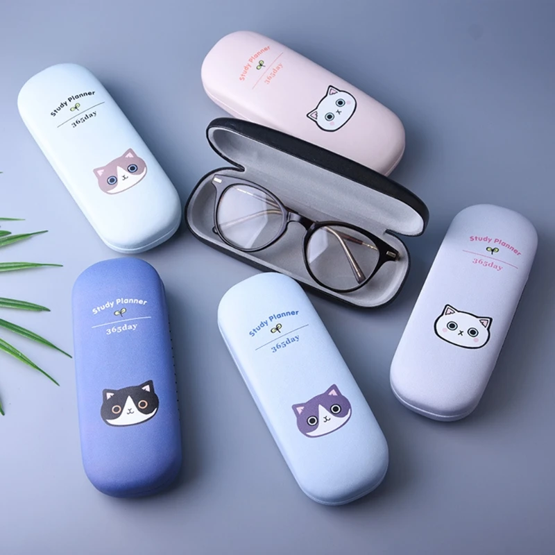 Дизайн очки коробка милый кот мультфильм жесткий чехол защитные очки портативный случайный цвет