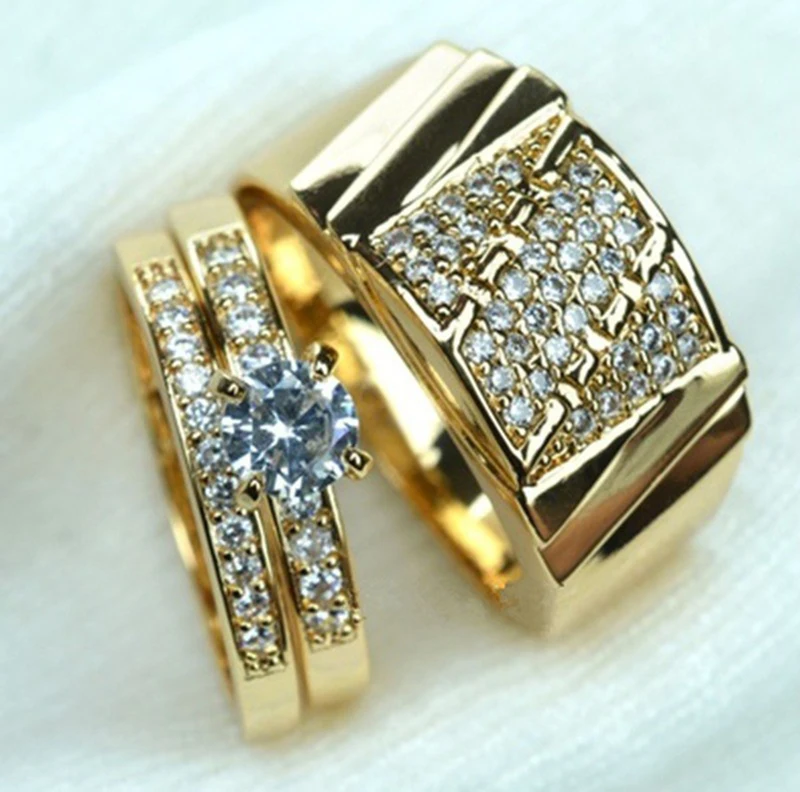 Новое красивое ретро кольцо в европейском и американском стиле, 18K Золотое кольцо для пары, циркониевое мужское и женское кольцо