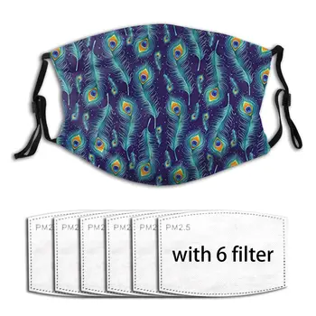 

Peacock Feathers Windproof Breathable Anti-Pollution With Filter PM2.5 Mouth Face Mask Washable Anti Pollution Dust