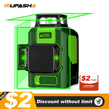 

MUFASHA Professional 3D 12 Lines Laser Leveling with Magnetic Bracket and Tripod and Laser Receiver
