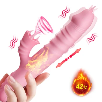 Vibrator for Women Dildo Telescopic Swing Heating Double Tongue Cunnilingus Vibrator G Spot Clit Stimulate Masturbation Sex Toys 2