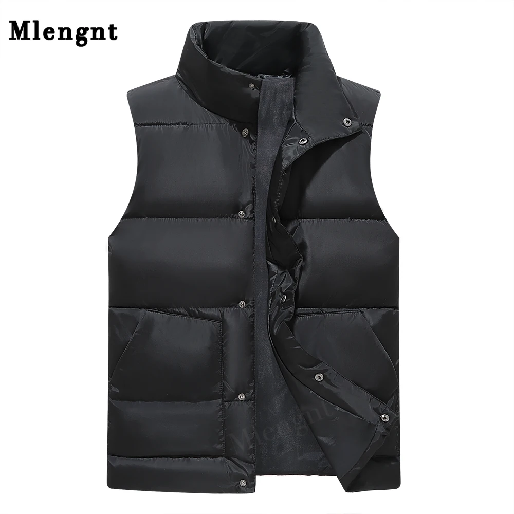 Winter Men's Sleeveless Vests Simple Solid Casual Cotton Padded