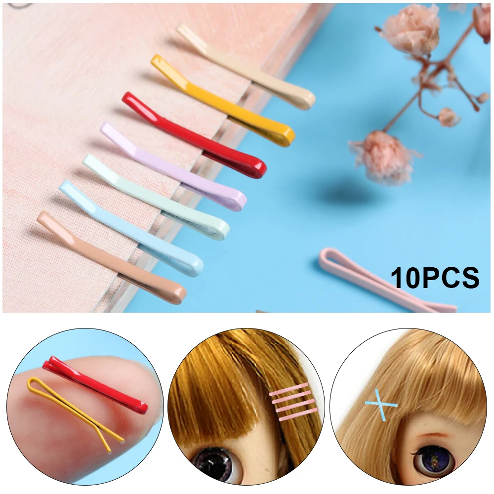 10Pcs 1.1/1.5CM Doll Mini Hair Clip Metal Headclip Cute Doll Hairpin
