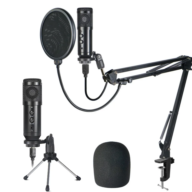 

New Arrival Desktop Mount Holder Foldable Stands with Microphone MIC for Laptop PC Tripod Bracket for Live Streaming Bloggers