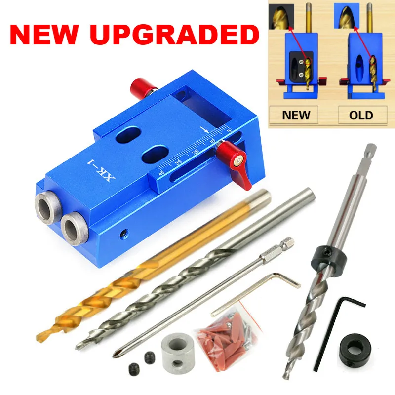 

UPGRADED Mini Kreg Style Pocket Hole Jig Kit System for Wood Working & Joinery and Step Drill Bit & Accessories Wood Work Tool