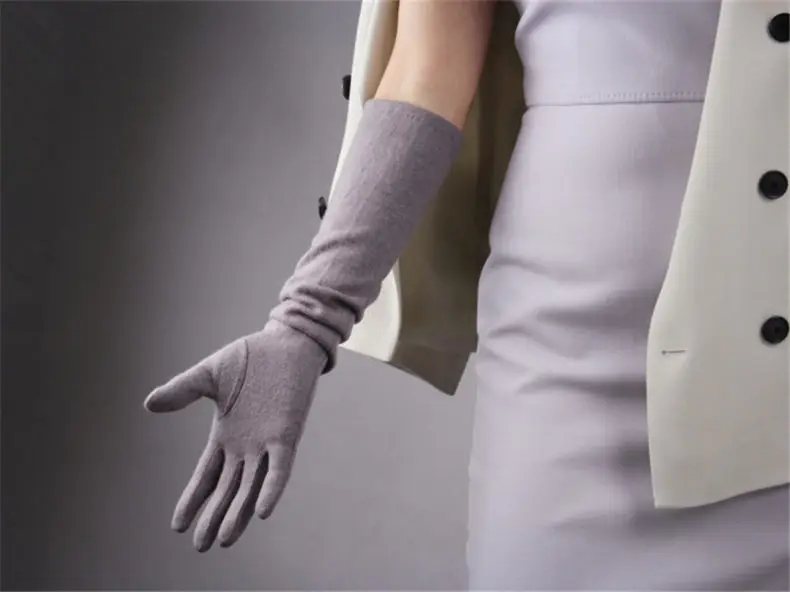 Кашемировая шерсть женские перчатки длинный стиль эластичные Ретро вечерние Vestido классическая французская элегантность женские перчатки