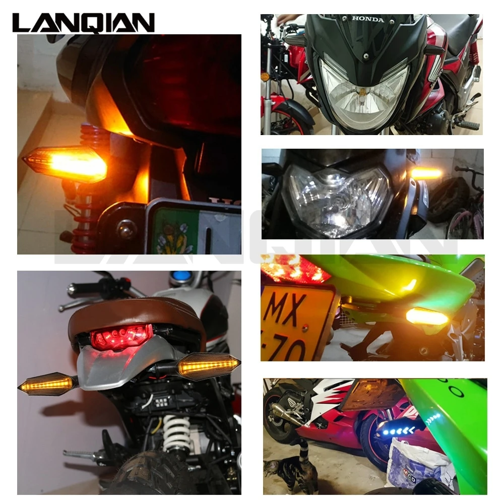 For KTM Yamaha Kawasaki Honda Suzuki Motorcycle Turn Signals Universal LED Signals Arrow Blinker Indicator Light Accessories