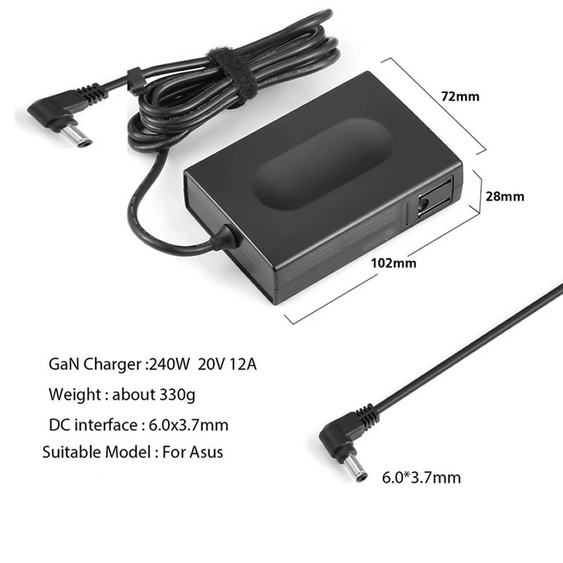 240w Gan 20v 12a 6.0x3.7mm Portable Adaptor Charger High Power For