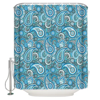 

Droplet Blue Pattern Shower Curtain Waterproof Bathroom Curtain Polyester Bath Curtain Home Decor 12 Hooks