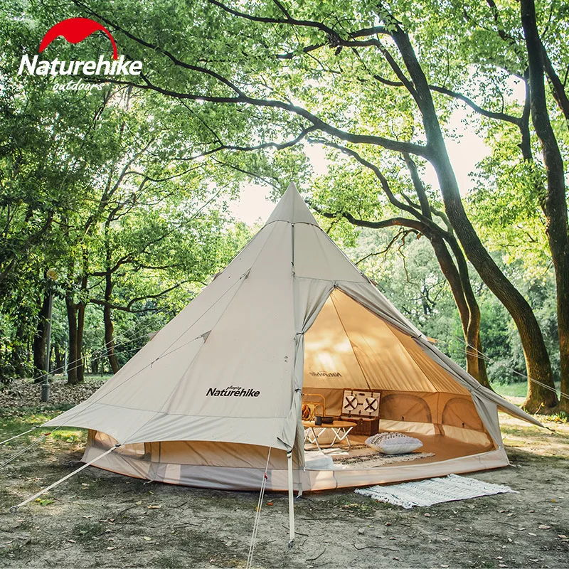 Naturehike Пирамида большая палатка осветляет 12 3 серии 5 8 человек дышащий водонепроницаемый 1000 мм хлопок