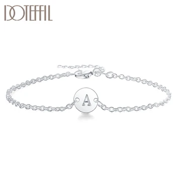

DOTEFFIL 925 Sterling Silver English Alphabet Tag Chain Bracelet For Women Wedding Engagement Party Fashion Jewelry