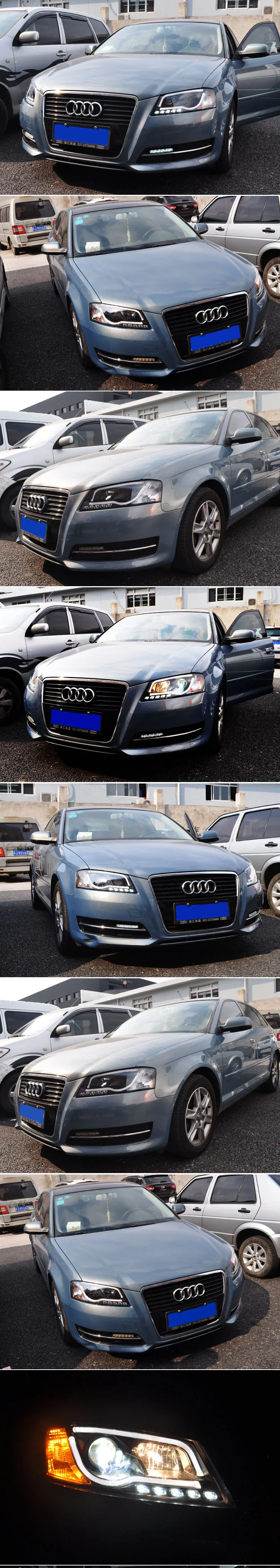 Автомобильный Стайлинг для Audi A3 фары 2008-2012 для Audi A3 светодиодный фонарь DRL Объектив двойной луч H7 HID Xenon bi xenon объектив