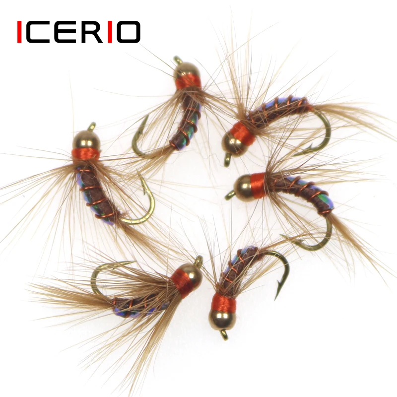 ICERIO 6 шт. латунные бусины для головы полировка Нимфа мухи форель нахлыст приманка
