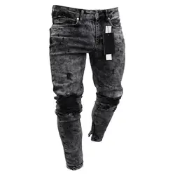 Feitong, хлопковые джинсы для мужчин, весна 2019, мужская одежда, джинсовые штаны, потертые, свободные, облегающие, повседневные брюки