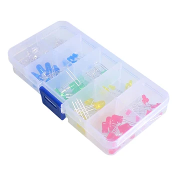 

100pcs(5 Colors x 20pcs) 5mm 3mm LED Light Emitting Diode Round Assorted Color White/Red/Yellow/Green/Blue Kit Box LAD-s