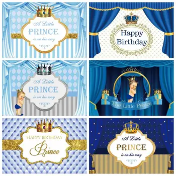 

Baby Shower Backdrops For Photography Prince Or Princess Is On The Way Curtain Stage Crown Poster Photo Background Photo Studio