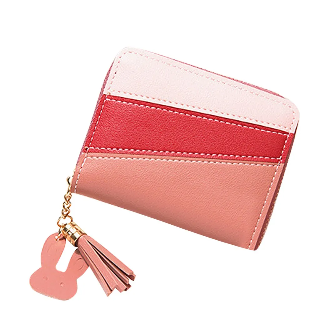 

Women’ s Wallet Outdoor Fashion Trend Solid Color Fringed patchwork Leather Card Holder Key Bag Money Bags Wallet Dropshipping
