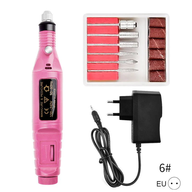 Set 19 Pink EU 3000/35000 об/мин электрические сверла для ногтей Маникюрный пилочка для ногтей шлифовальный Педикюр оборудование профессиональный инструмент - Цвет: Set 19 Pink EU