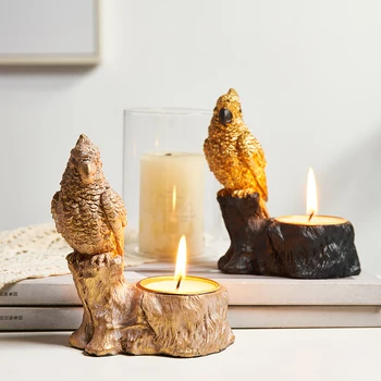

Retro home decoration living room desks candle holders for candles Candlestick parrot birds candelabros decor bird light holder