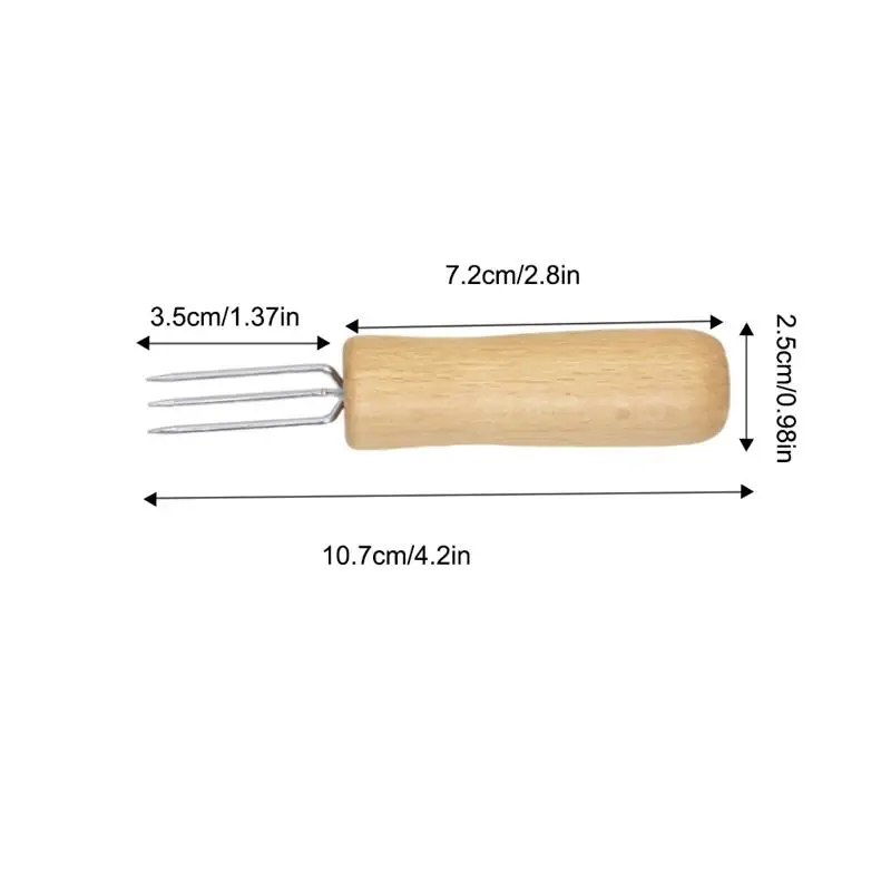 4 Pieces Stainless Steel Corn Holders Wooden Handle Hand Skewers Outdoor BBQ Anti Scalding Forks Garden Picnic Cooking Tools