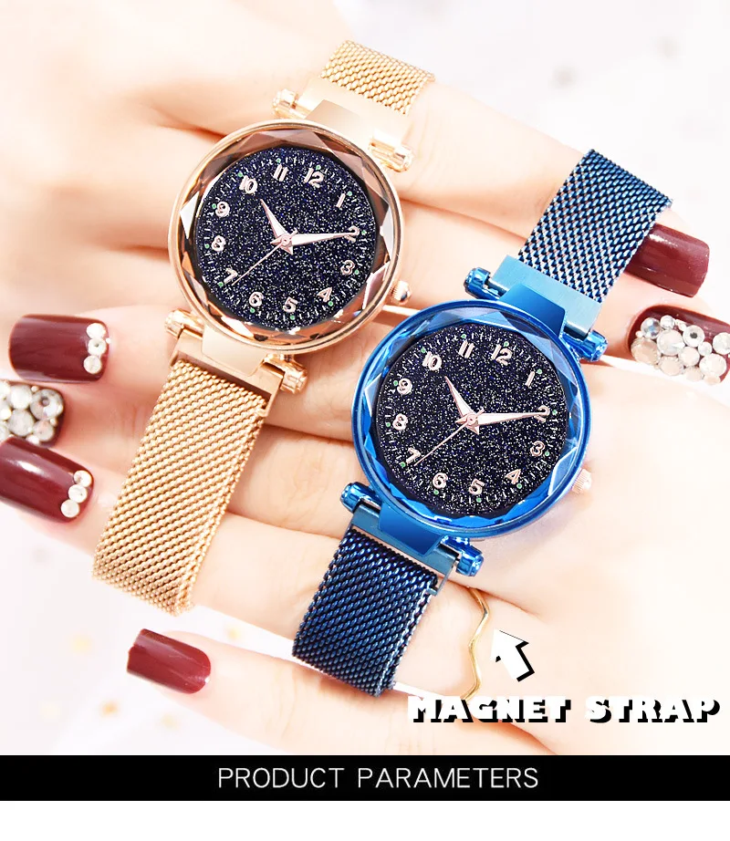 Montre femme роскошные женские часы Звездное небо циферблат светящиеся часы магнитная пряжка горный хрусталь часы reloj Женские часы