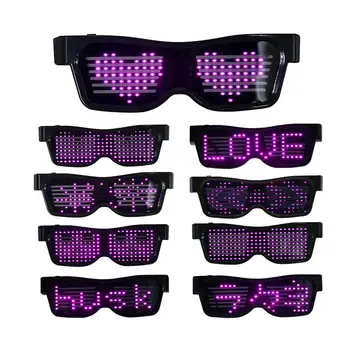

Magic Bluetooth Led Party Glasses APP Control Shield Luminous Glasses USB Charge DIY App Control Multi-lingual Quick Flash Led 4
