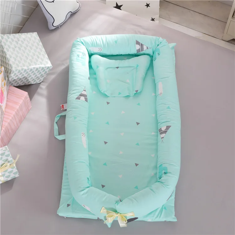 Детская бионическая кровать, портативная моющаяся кровать для путешествий, изолированная кровать, имитирующая матку для детей 0-12 месяцев, Детская Хлопковая кроватка - Цвет: CACTUS GREEN