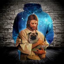 Мужская толстовка с 3D принтом Иисуса, модные пуловеры с капюшоном и длинным рукавом, Прямая поставка