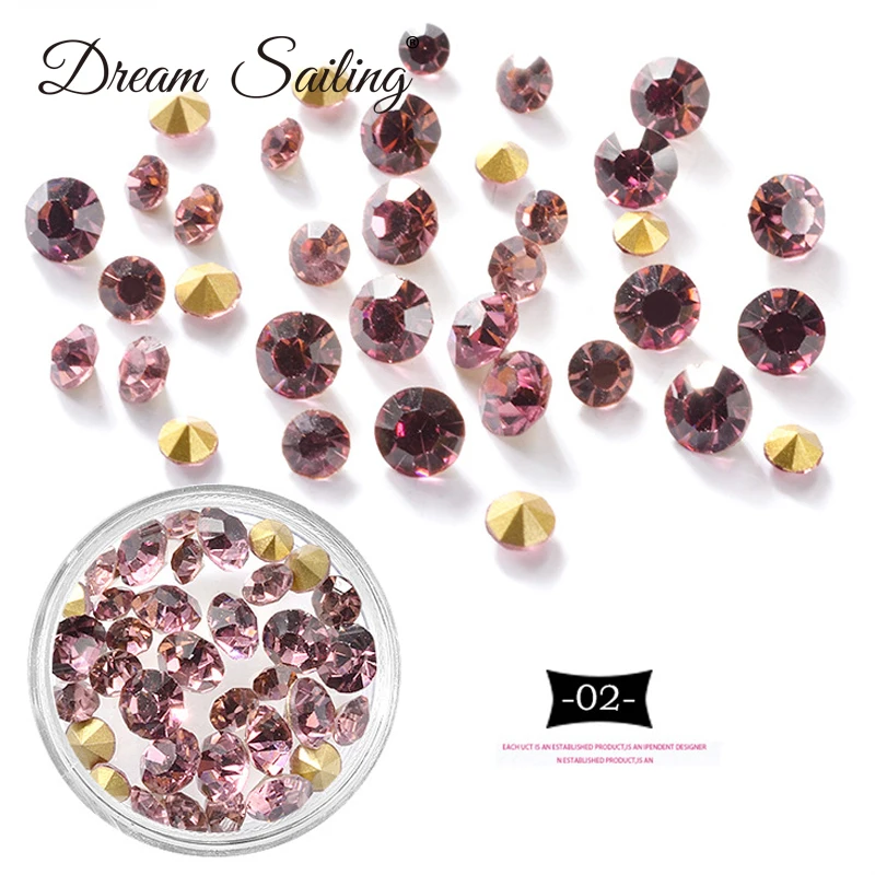 Nail Rhinestones Crystal Zircon Diamond Mix Size 12#16#20# Nail Art Jewelry Manicure Decoration 3D Charms Micro Accessories