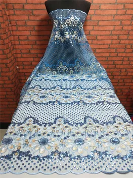 

Latest African Sequin Lace Fabric High Quality 2019 French Tulle Lace Net Lace For African Wedding Fabric
