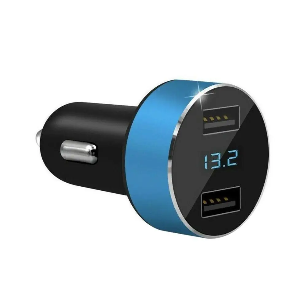 Синий Usb интерфейс светодиодный цифровой дисплей автомобильное зарядное устройство двойной Usb Автомобильное зарядное устройство 3.1a быстрое зарядное устройство автомобильное зарядное устройство контроль напряжения зарядки - Цвет: Синий