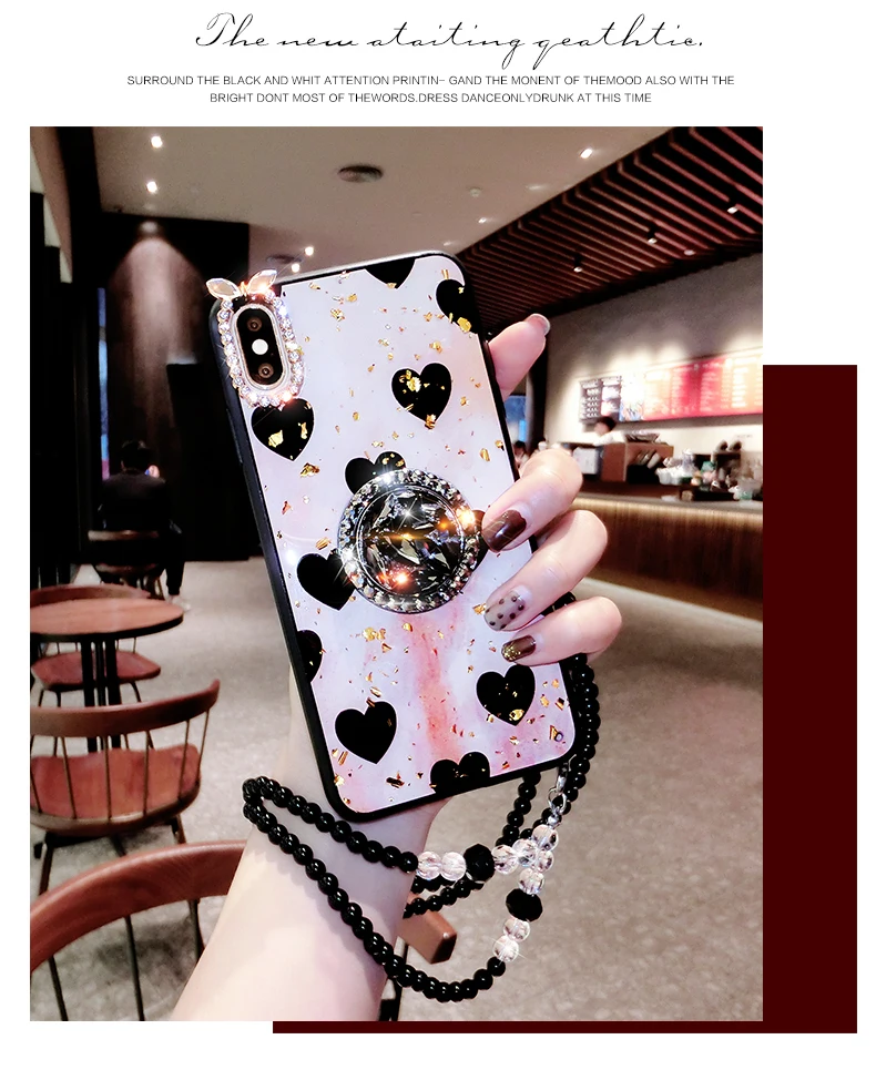 

Abmos Gold foil drop glue love Case for iphone 11 7 8 6 6s plus X Xs max Pro for Samsung s8 s9 s10 NOTE8 9 10 Marble creativity