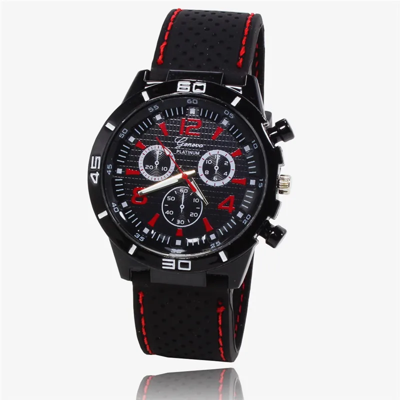 

Hot Selling Watch Silicone Band Stylish Fake Three-Eyed Black (Men's) Sports Watch Students Watch Fashion
