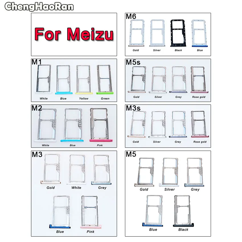 ChengHaoRan для Meizu M1 M2 M3 M3S M5 M5S M6 держатель лотка для sim-карты слот адаптер разъем две sim-карты Замена для Meilan 1 2 3 3s 5
