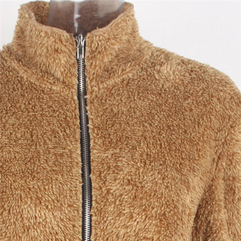 Женская толстовка Пушистый Плюшевый пуловер толстый теплый зимний чистый цвет пальто джемпер пальто куртка Верхняя одежда Прямая поставка L30