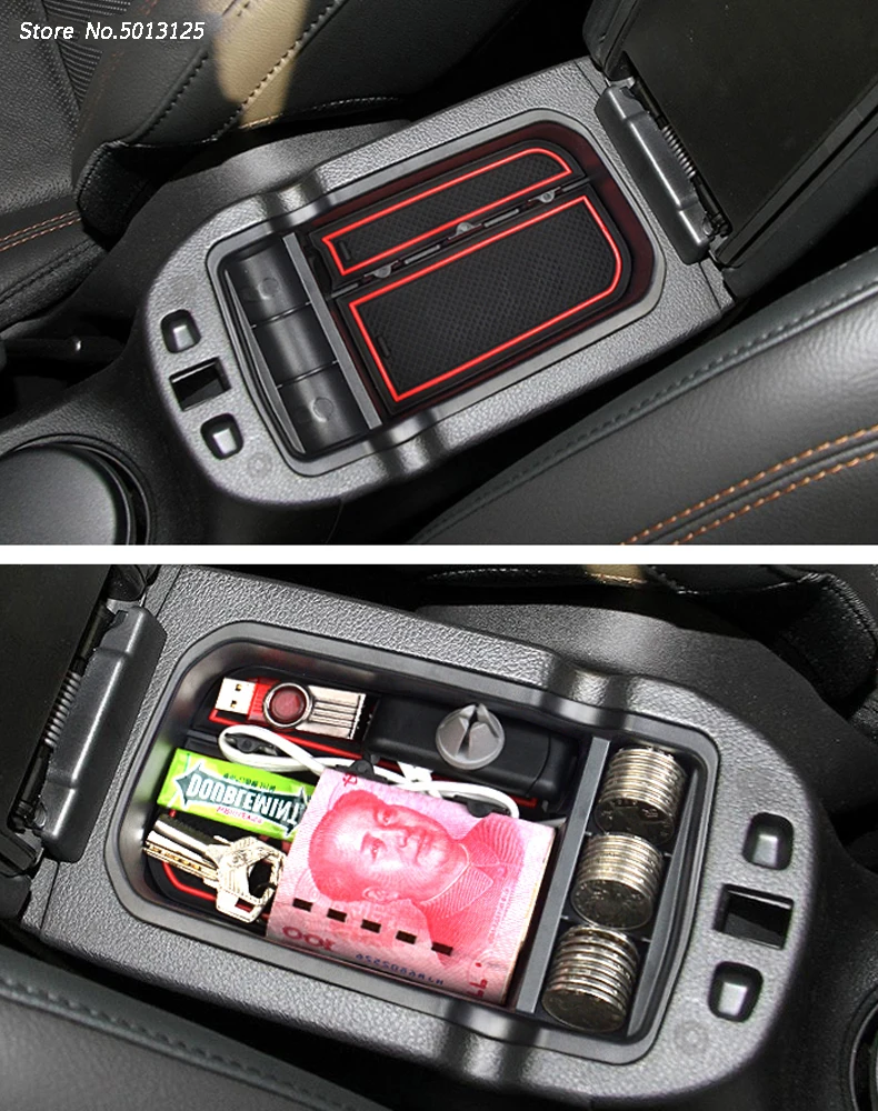 Car Central Armrest Storage Box Container Interior Stowing Tidying Accessories For Jeep Compass Car Accessories